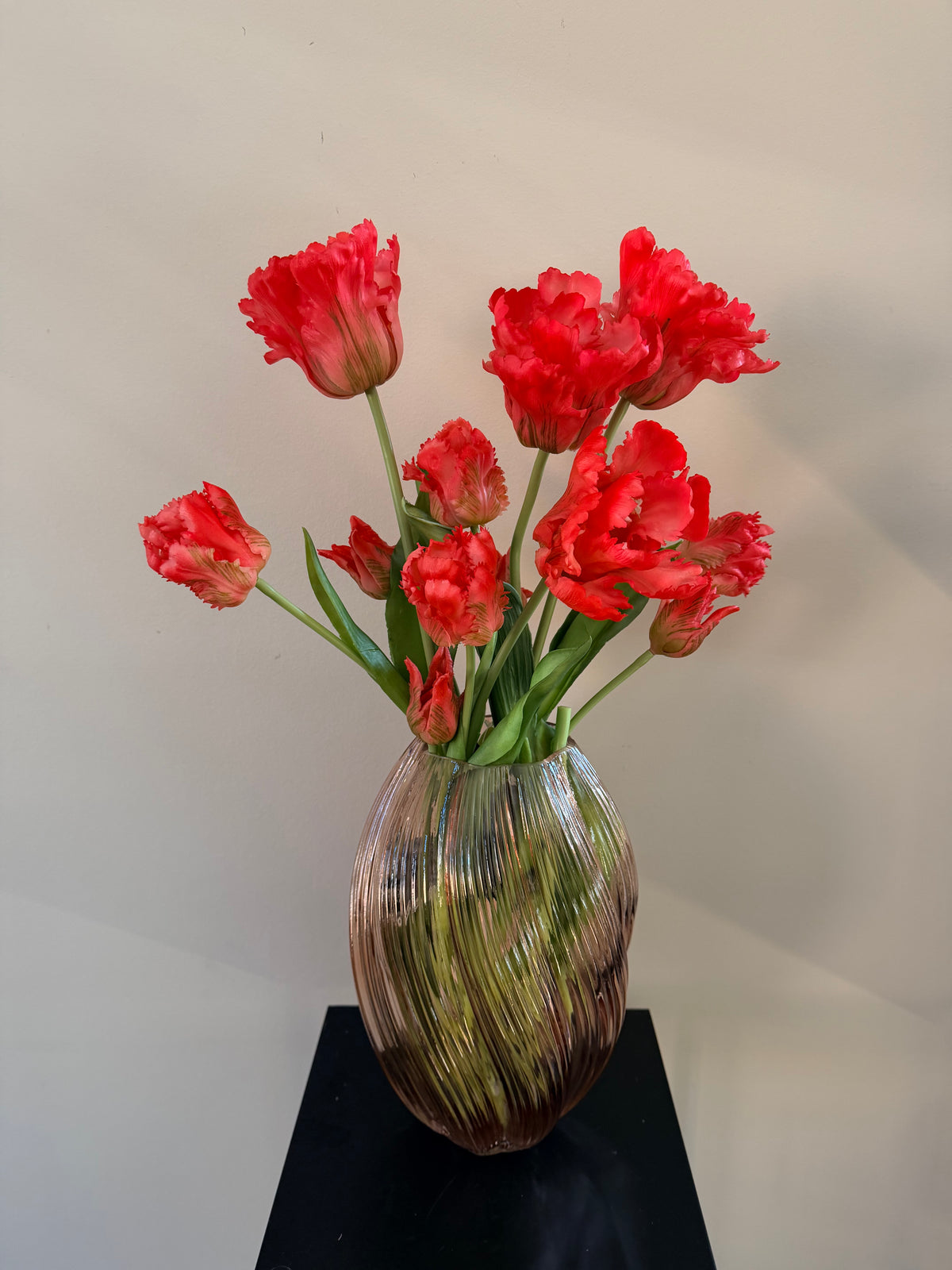Zijden tulpen incl. vaas
